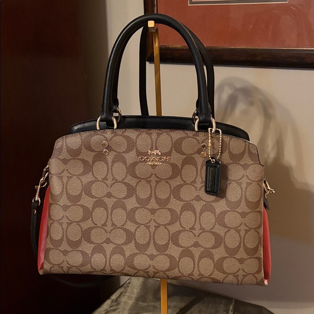Coach Lilly Carry all Brown and Rust Signature Satchel L2123-9106